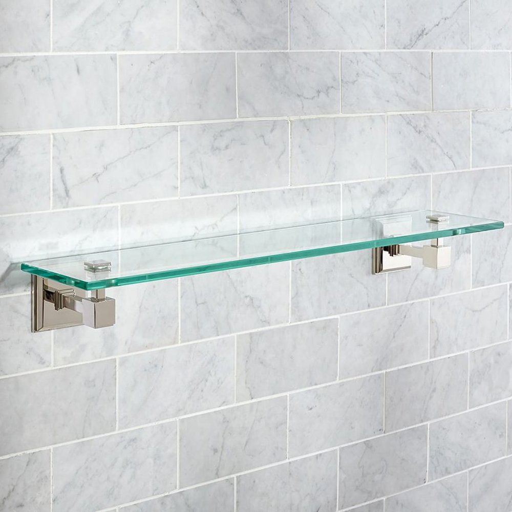 Pottery Barn Alcott Glass Shelf, Chrome, 24"
